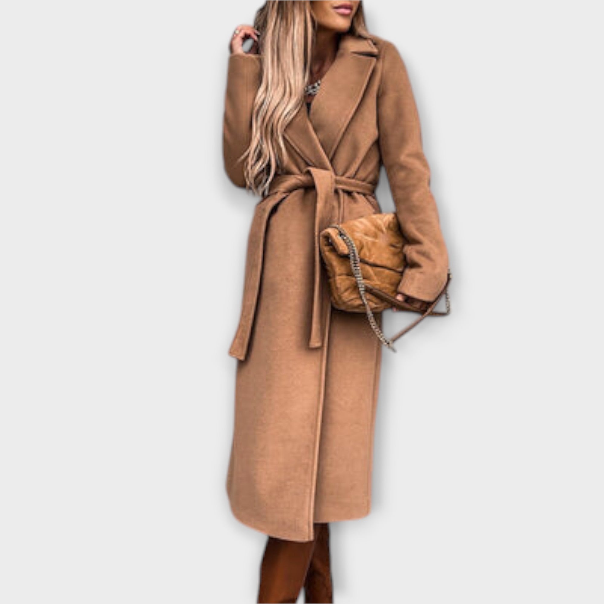 Eliza – Stylish Long Coat with Tie Belt