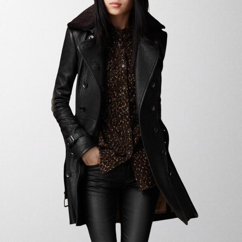Olivia - Elegant Leather Coat