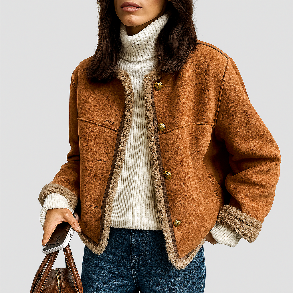 Isabella Shearling Button Jacket