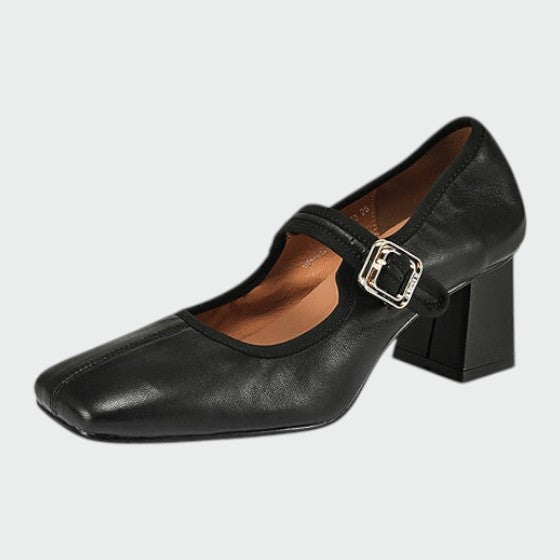 Olivia - Block-Heel Buckle Mary Jane Shoes